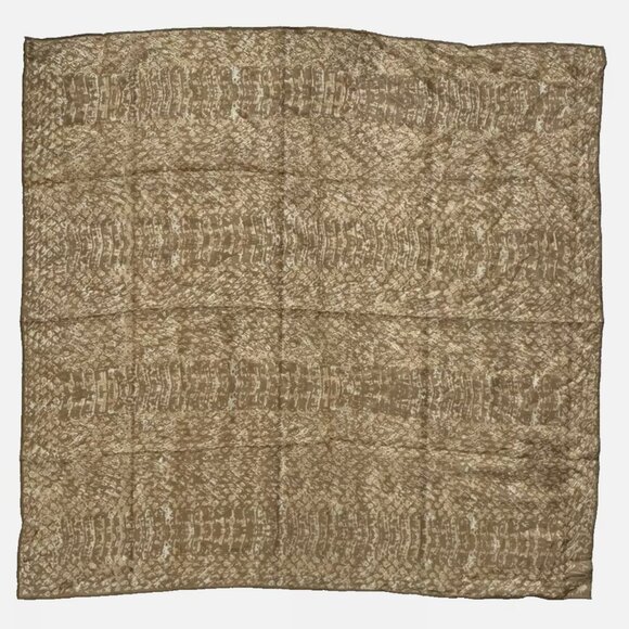 Vintage Scarves by Vera Scarf Vinal Silk Snakeskin Print Hand Rolled Edge Brown - Picture 1 of 4